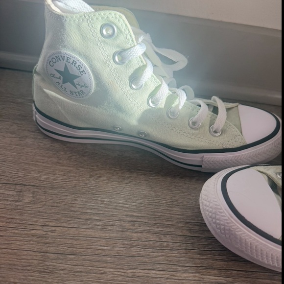 Women’s High-Top Sneakers - Light Green, Green Converse, Green Chucks - Picture 7 of 13